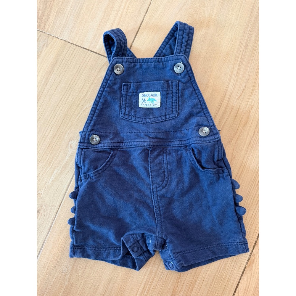 Carters Baby Boy Navy Blue Dinosaur Spikes Shortall Overalls 6M
